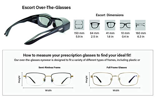 Global Vision Escort Safety Fit Over Glasses, Black Frame (3 Pack - 1 Clear Lens, 1 Smoke Lens, 1 Yellow Lens)