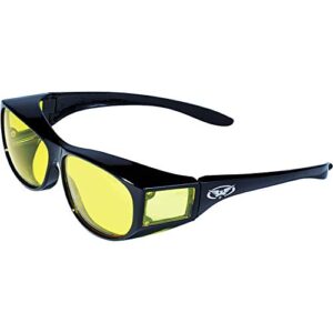 Global Vision Escort Safety Fit Over Glasses, Black Frame (3 Pack - 1 Clear Lens, 1 Smoke Lens, 1 Yellow Lens)