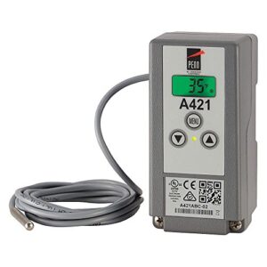 johnson controls a421abc-04c penn series a421 line-voltage type 1 electronic temperature control, ip20 standard enclosure, 120/240 vac, includes an a99bb-400c temperature sensor with 13' 1-1/5" cable