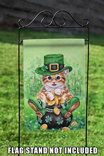 Toland Home Garden 1110806 Clover Kitty St Patricks Day Flag 12x18 Inch Double Sided St Patricks Day Garden Flag for Outdoor House St Pats Flag Yard Decoration