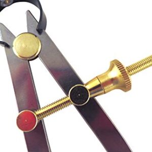 Toolmaker's “Yankee” Quick-Spring Nut, Rapid Adjust, Spring Dividers Calipers Compass, 0-8.5” / 215 mm Range, Brass Fulcrum and Fine Adjustment Mechanism, Flat Leg, C7-8