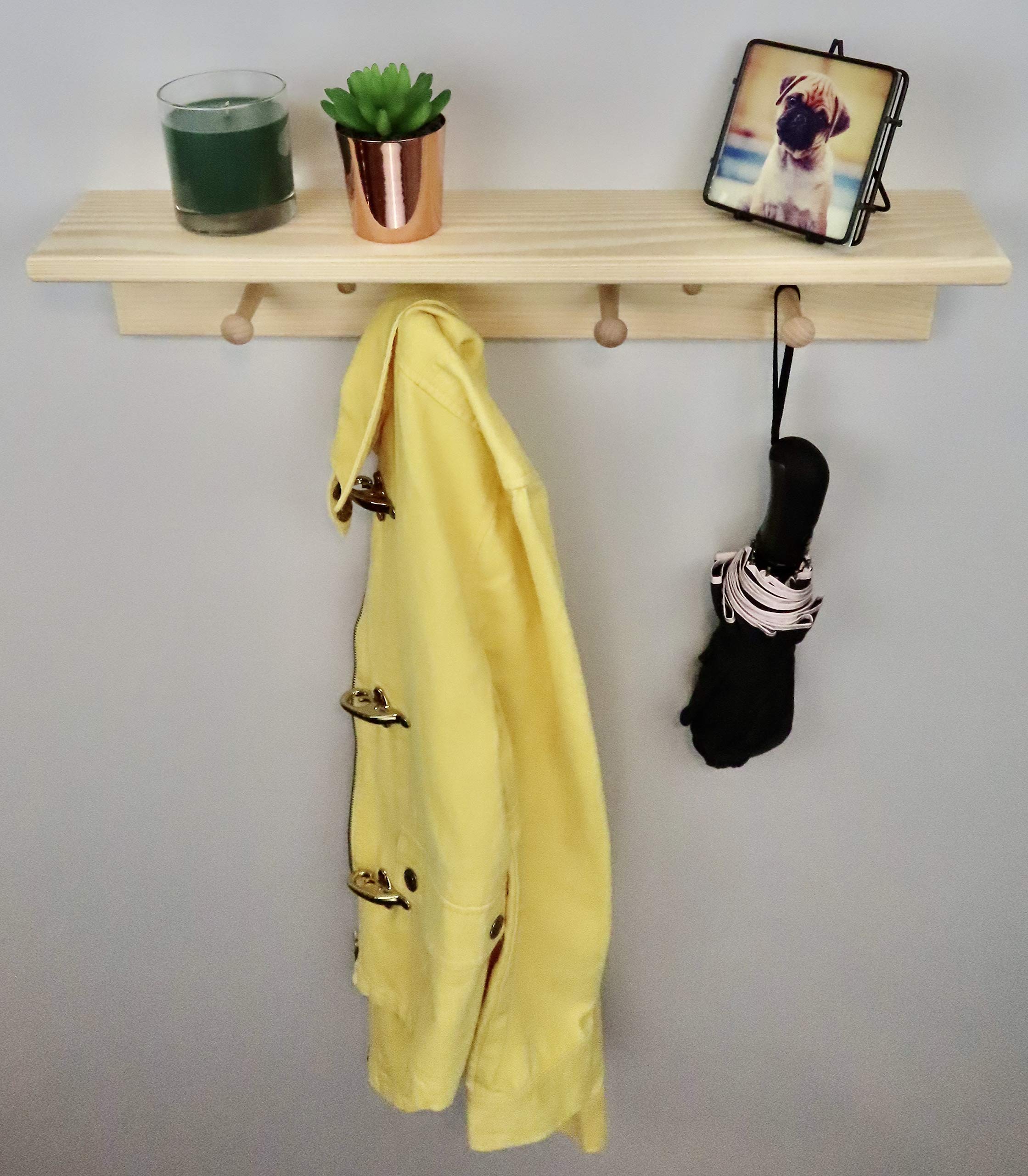 24" Unfinished Pine Shaker Peg Rack