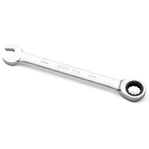 jetech 21mm ratcheting combination wrench, industrial grade gear spanner with 12-point design, 72-tooth ratchet, made with forged and heat-treated cr-v steel in chrome plating, metric