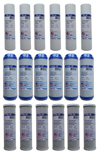 3 Years Supply (18 pcs) Universal Reverse Osmosis RO Replacement Set of 3 filters: Sediment, GAC, CTO Carbon Block