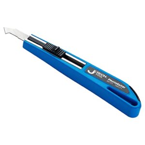 Jetech Professional Fixed-Blade Utility Knife, Box Cutter with 2 Heat-Treated SK2 and Chrome Changeable Replacement Blades for Plastic, Acrylic Sheet, Plexiglass, Non-Retractable, Blue