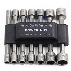 panovos 14pcs power nuts driver drill bit tools set metric socket wrench screw 1/4'' driver hex keys