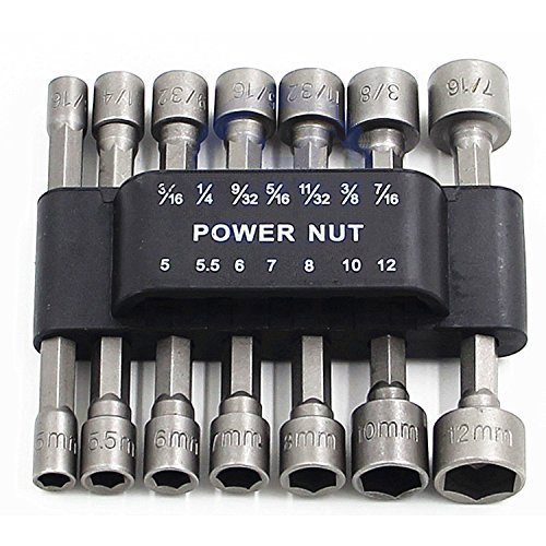 PANOVOS 14pcs Power Nuts Driver Drill Bit Tools Set Metric Socket Wrench Screw 1/4'' Driver Hex Keys