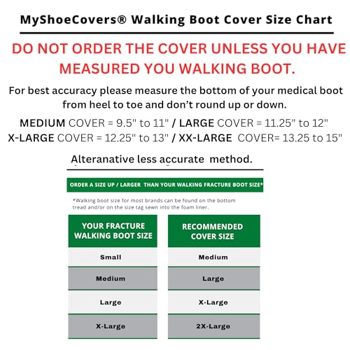 MyShoeCovers 1 Fracture Walking Boot Cover - Black, Large