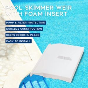 SunSolar Pool Skimmer Weir with Foam Insert — Prevents Debris from Escaping The Skimmer Basket — Regulates Water Flow to The Pump and Filter — Fits Standard-Sized Skimmers — 5 5/8" x 4 3/4"