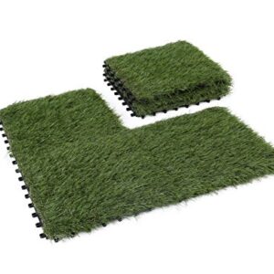 GOLDEN MOON Artificial Grass Turf Tile Interlocking Self-draining Mat, 1x1 ft, 1.5 in Pile Height, 6 Pack