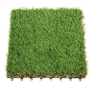 GOLDEN MOON Artificial Grass Turf Tile Interlocking Self-draining Mat, 1x1 ft, 1.5 in Pile Height, 6 Pack