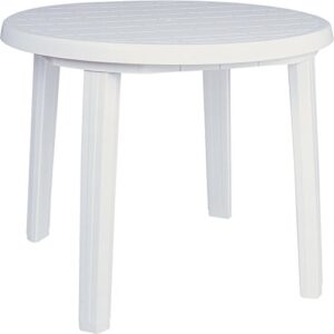 compamia ronda 36" round resin patio dining table in white, commercial grade