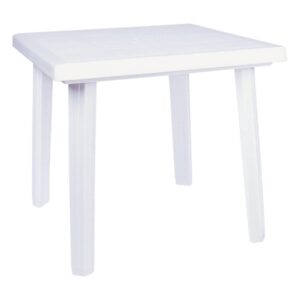 compamia cuadra 31" square resin patio dining table in white, commercial grade