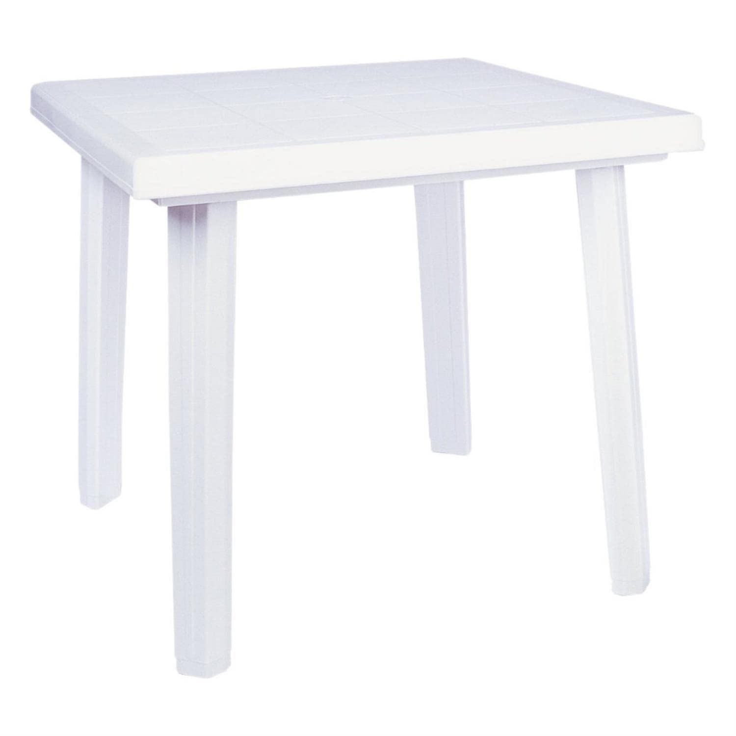 Compamia Cuadra 31" Square Resin Patio Dining Table in White, Commercial Grade