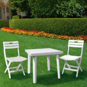 Compamia Cuadra 31" Square Resin Patio Dining Table in White, Commercial Grade