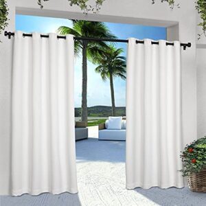 exclusive home cabana solid indoor/outdoor light filtering grommet top curtain panel, 54"x84", winter white, set of 2