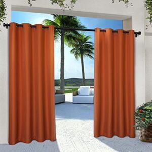 exclusive home cabana solid indoor/outdoor light filtering grommet top curtain panel, 54"x84", mecca orange, set of 2