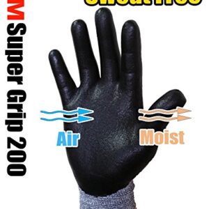 3M Super Grip 200 All Day Comfort Nitrile Foam Coated Work Gloves-10 Pairs (Large, Gray)