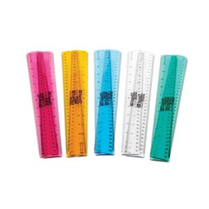 hand2mind 12 inch Multicolored, Transparent, Semiflexible Safe-T Plastic Rulers (Pack of 10)
