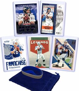 peyton manning (5) assorted football cards bundle - denver broncos, indianapolis colts trading cards