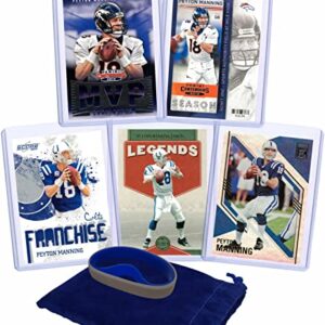 Peyton Manning (5) Assorted Football Cards Bundle - Denver Broncos, Indianapolis Colts Trading Cards