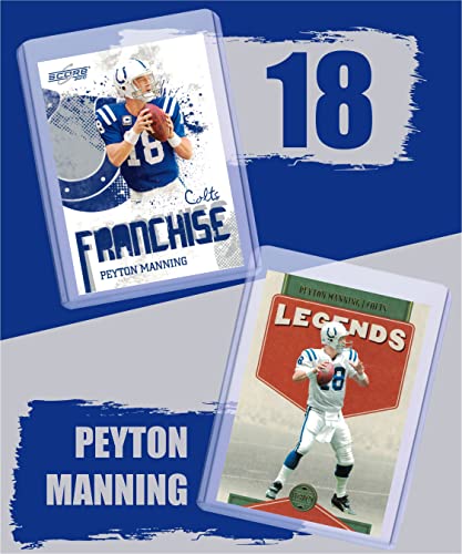 Peyton Manning (5) Assorted Football Cards Bundle - Denver Broncos, Indianapolis Colts Trading Cards