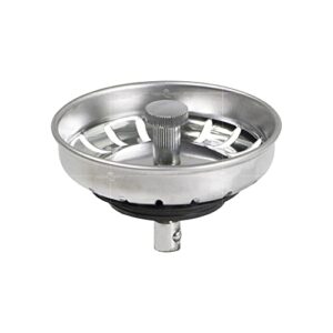 Highcraft 9754JO Stainless Steel Kitchen Sink Strainer Basket-Replacement for Standard Drains (3-1/4 Inch) -Ball-lock Rubber Stopper, 3-1/2