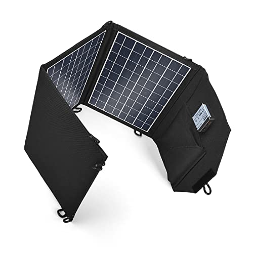 TalentCell 21W Foldable Solar Panel Charger with DC 18V and 5V USB Output for Charging All Types of 12V Rechargeable Batteries and Most 5V Devices