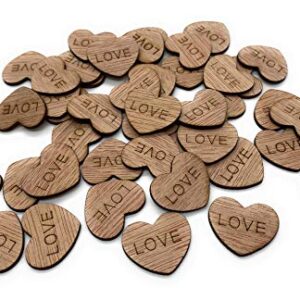 Wooden Heart Confetti ~ Love ~ Wood Hearts, Wood Confetti Engraved Love Hearts- Rustic Wedding Decor (100 count)