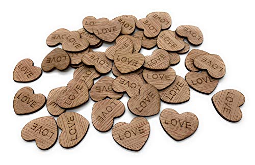 Wooden Heart Confetti ~ Love ~ Wood Hearts, Wood Confetti Engraved Love Hearts- Rustic Wedding Decor (100 count)