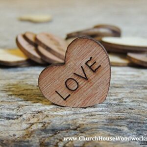 Wooden Heart Confetti ~ Love ~ Wood Hearts, Wood Confetti Engraved Love Hearts- Rustic Wedding Decor (100 count)