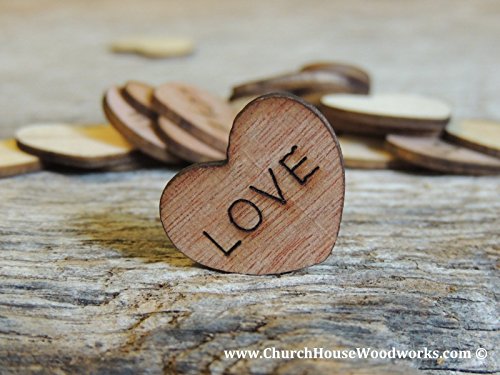 Wooden Heart Confetti ~ Love ~ Wood Hearts, Wood Confetti Engraved Love Hearts- Rustic Wedding Decor (100 count)