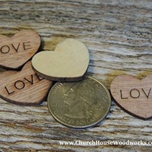 Wooden Heart Confetti ~ Love ~ Wood Hearts, Wood Confetti Engraved Love Hearts- Rustic Wedding Decor (100 count)