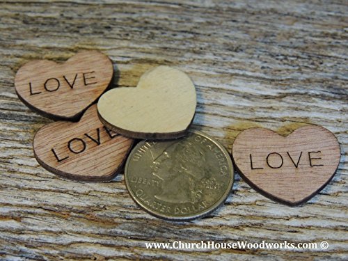 Wooden Heart Confetti ~ Love ~ Wood Hearts, Wood Confetti Engraved Love Hearts- Rustic Wedding Decor (100 count)