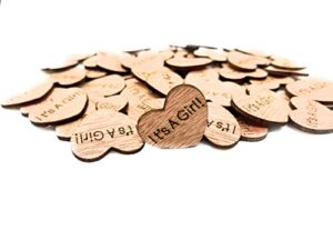 wooden heart confetti ~ it's a girl ~ wood hearts, wood confetti engraved love hearts- rustic wedding decor (100 count)