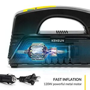 Kensun AC/DC Digital Tire Inflator for Car 12V DC and Home 110V AC Rapid Performance Portable Air Compressor Pump for Car, Bicycle, Motorcycle, Basketball and Others