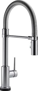 delta faucet trinsic pro commercial style kitchen faucet, touch kitchen faucets with pull down sprayer, kitchen sink faucet, touch faucet, delta touch2o technology, arctic stainless 9659t-ar-dst