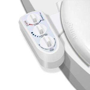 abhqp self cleaning hot and cold water bidet - dual nozzle (male & female) - non-electric mechanical bidet toilet attachment - with temperature 12 mo warranty 30 day guarantee (bhcw01)