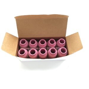 10Pcs TIG Welder Torch Accessories-Pink Large Gas Lens Cup Alumina Nozzle Shield (Size #10/53N88)