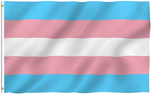 ANLEY Fly Breeze 3x5 Foot Transgender Flag - Vivid Color and Fade proof - Canvas Header and Double Stitched - Pink Blue Rainbow LGBT Pride Month Parade Flags with Brass Grommets 3 X 5 Ft