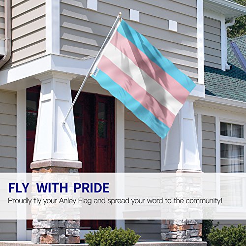 ANLEY Fly Breeze 3x5 Foot Transgender Flag - Vivid Color and Fade proof - Canvas Header and Double Stitched - Pink Blue Rainbow LGBT Pride Month Parade Flags with Brass Grommets 3 X 5 Ft