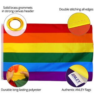 Anley Fly Breeze 3x5 Foot Rainbow Pride Flag - Vivid Color and Fade proof - Canvas Header and Double Stitched - Gay LGBT Pride Day Month Parade LGBTQ Community Banner Flags with Brass Grommets