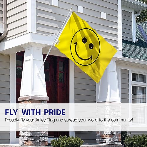 Anley Fly Breeze 3x5 Foot Yellow Happy Face Flag - Vivid Color and Fade Proof - Canvas Header and Double Stitched - Happy Face Flags Polyester with Brass Grommets 3 X 5 Ft