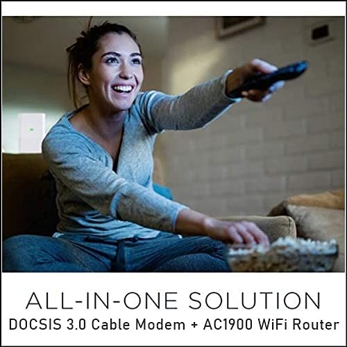 Motorola MG7550 - Modem with Built in WiFi | Approved for Comcast Xfinity, Cox, Spectrum | For Plans Up to 300 Mbps | DOCSIS 3.0 + AC1900 WiFi Router | Power Boost Enabled