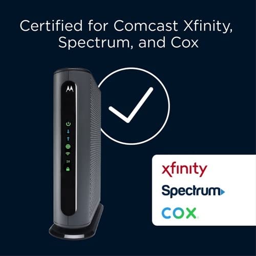 Motorola MG7550 - Modem with Built in WiFi | Approved for Comcast Xfinity, Cox, Spectrum | For Plans Up to 300 Mbps | DOCSIS 3.0 + AC1900 WiFi Router | Power Boost Enabled