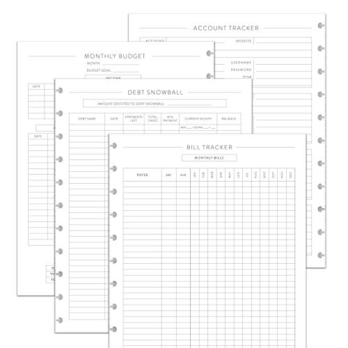 BetterNote Finance Plan Refill for Discbound Notebooks, Bill, Account, Expense, Budget, Fits Levenger Circa, The Happy Planner, Arc Systems, TUL, Talia, 1 Year Supply (11-Disc, 8.5"x11")