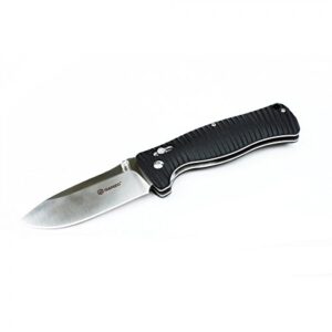 ganzo g720-bk tactical folding knife multi tool window breaker 440c blade black g10 handle w/ paper box & draw string bag g720