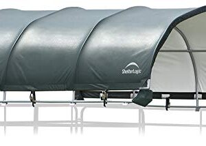 ShelterLogic 12' x 12' Corral Shelter and Livestock Shade Waterproof and UV Treated Universal Cover for Horses, Goats, and Other Livestock (Corral Panels Not Included)