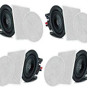 Pyle 6.5” 4 Bluetooth Flush Mount In-wall In-ceiling 2-Way Speaker System Quick Connections Changeable Round/Square Grill Polypropylene Cone & Tweeter Stereo Sound 4 Ch Amplifier 200 Watt - PDICBT266