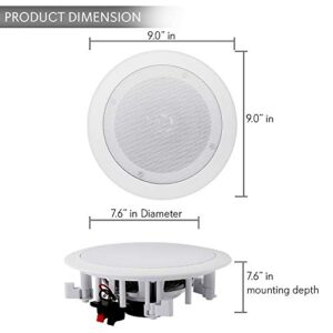 Pyle 6.5” Pair Bluetooth Flush Mount In-wall In-ceiling 2-Way Speaker System Quick Connections Changeable Round/Square Grill Polypropylene Cone & Polymer Tweeter Stereo Sound 150 Watt (PDICBT652RD)